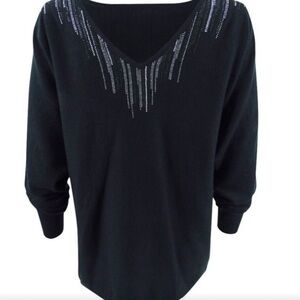Vince Camuto Black Sweater with Silver Accents